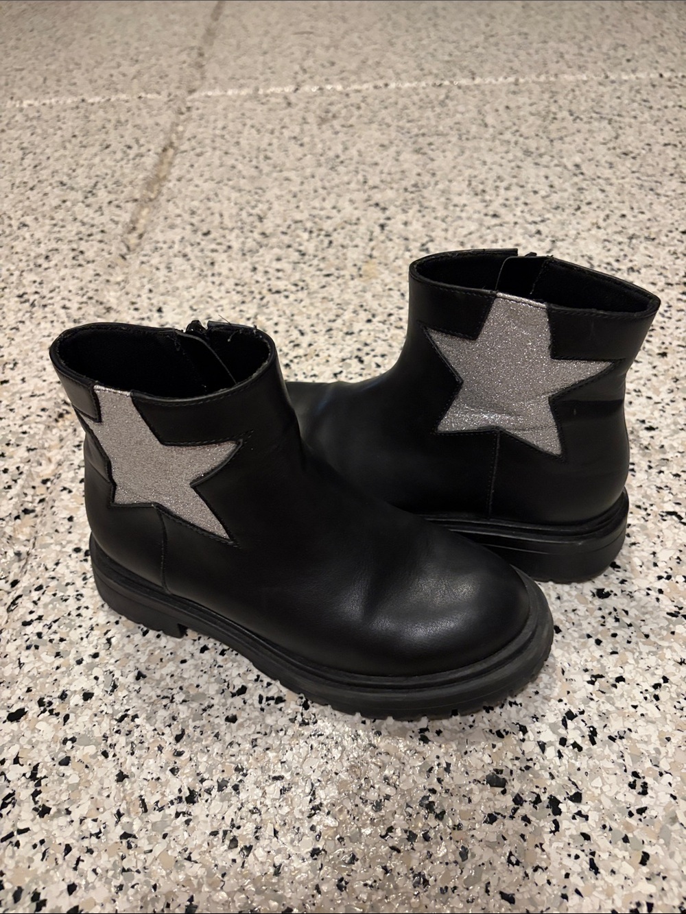 wonder nation Black Ankle Boots with Silver Star